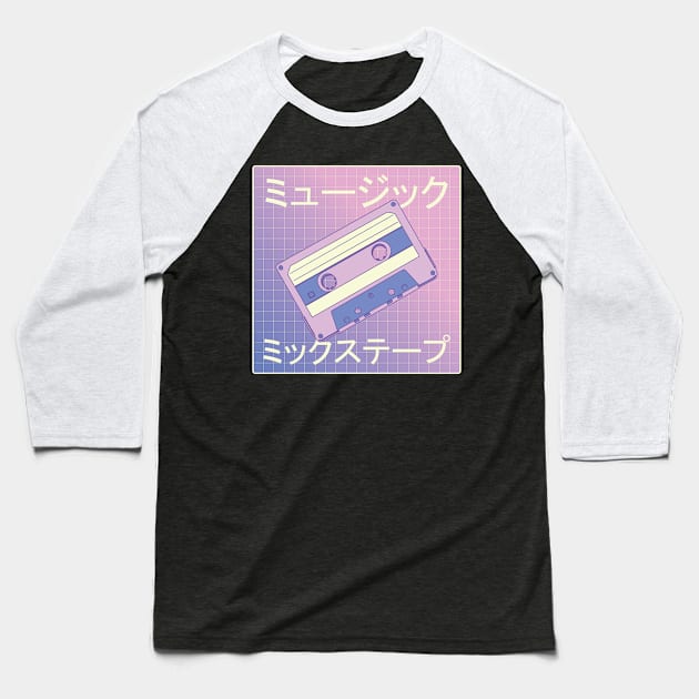 Mixtape Vaporwave Aesthetic Japan Retro Baseball T-Shirt by wbdesignz